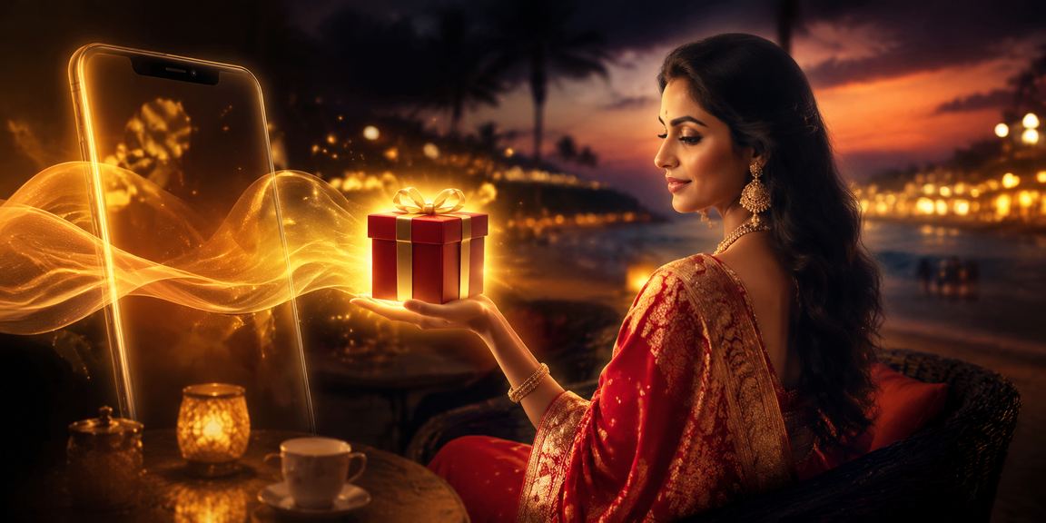 A lively scene of Goa beach with casino app users enjoying nightlife